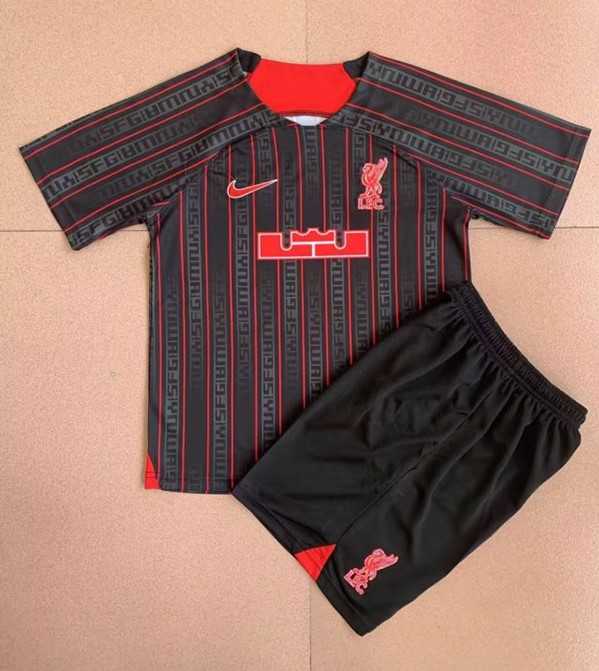 Kids-Liverpool 23/24 Joint Black/Red Soccer Jersey